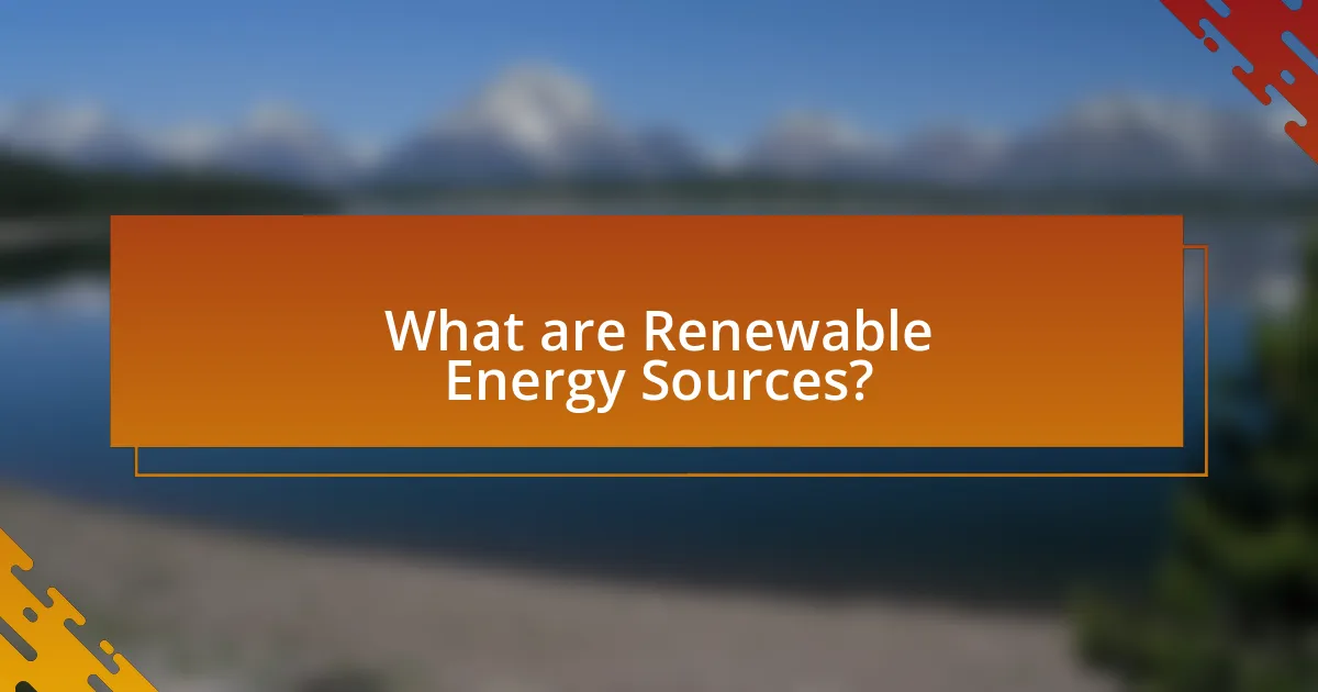What are Renewable Energy Sources?